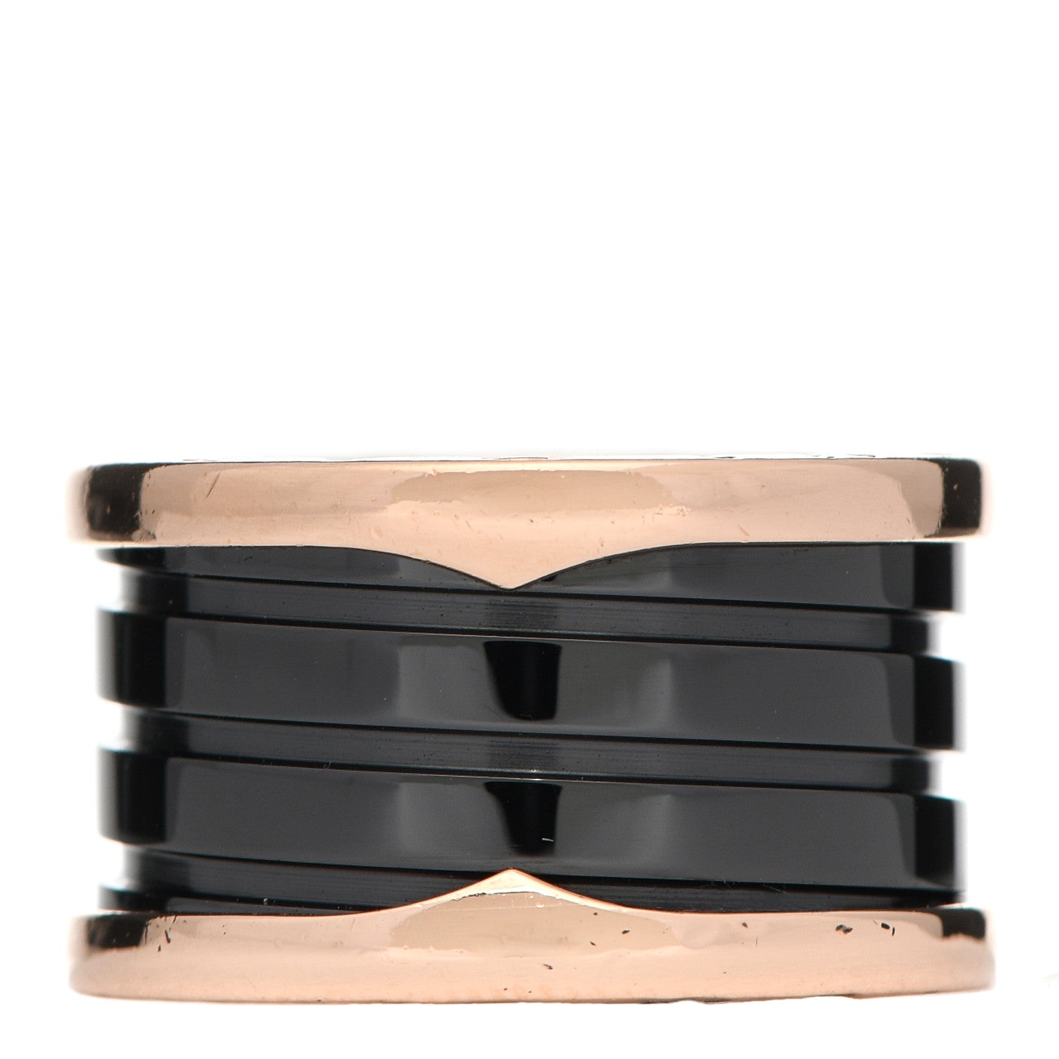 Bulgari 18K Rose Gold Black Ceramic B.Zero1 Four-Band Ring 50 5.25 3 of 5