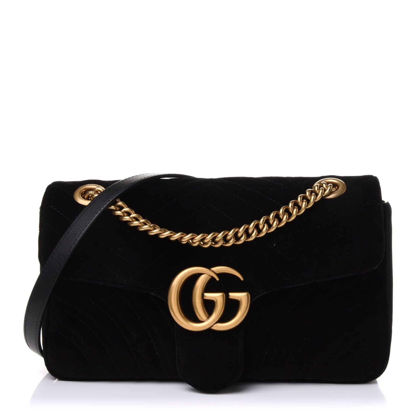 Velvet Matelasse Small GG Marmont Shoulder Bag Black