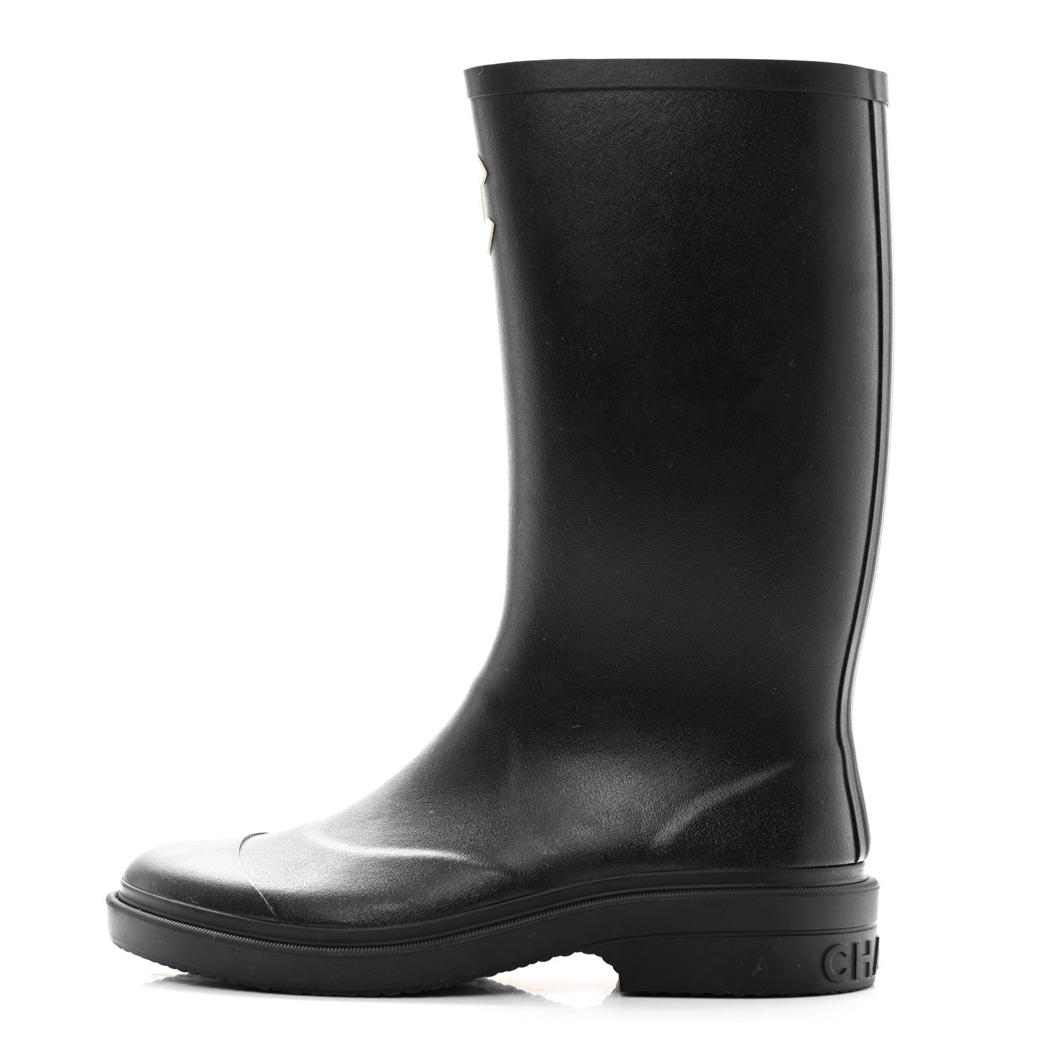 Chanel Caoutchouk CC High Boots 39 Black 1 of 9