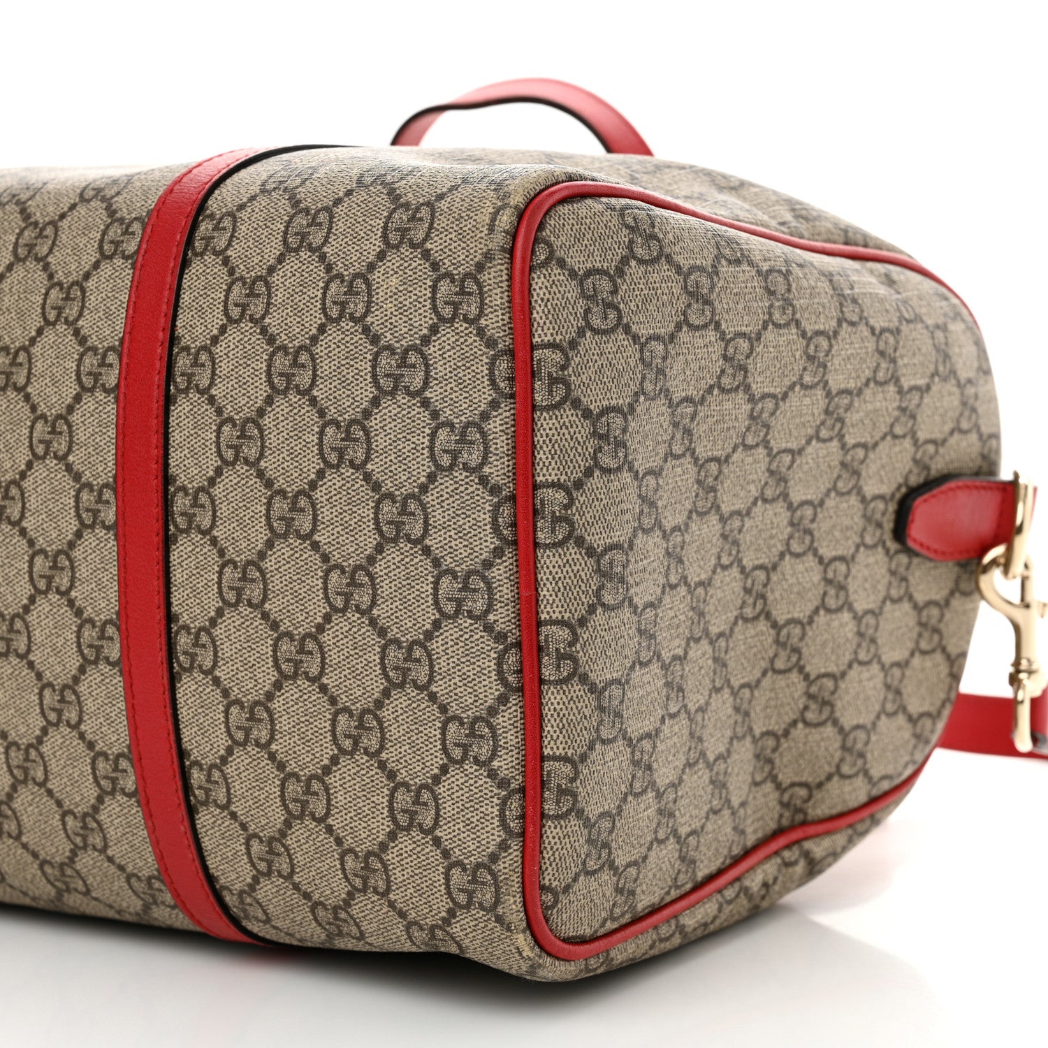Gucci GG Supreme Monogram Calfskin Medium Nice Boston Beige Ebony Hibiscus Red 10 of 13