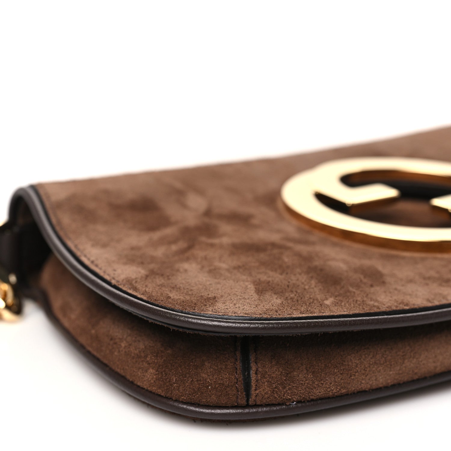 Gucci Suede Talco New Roxy Calfskin Blondie Chain Shoulder Flap Bag River Brown 9 of 10