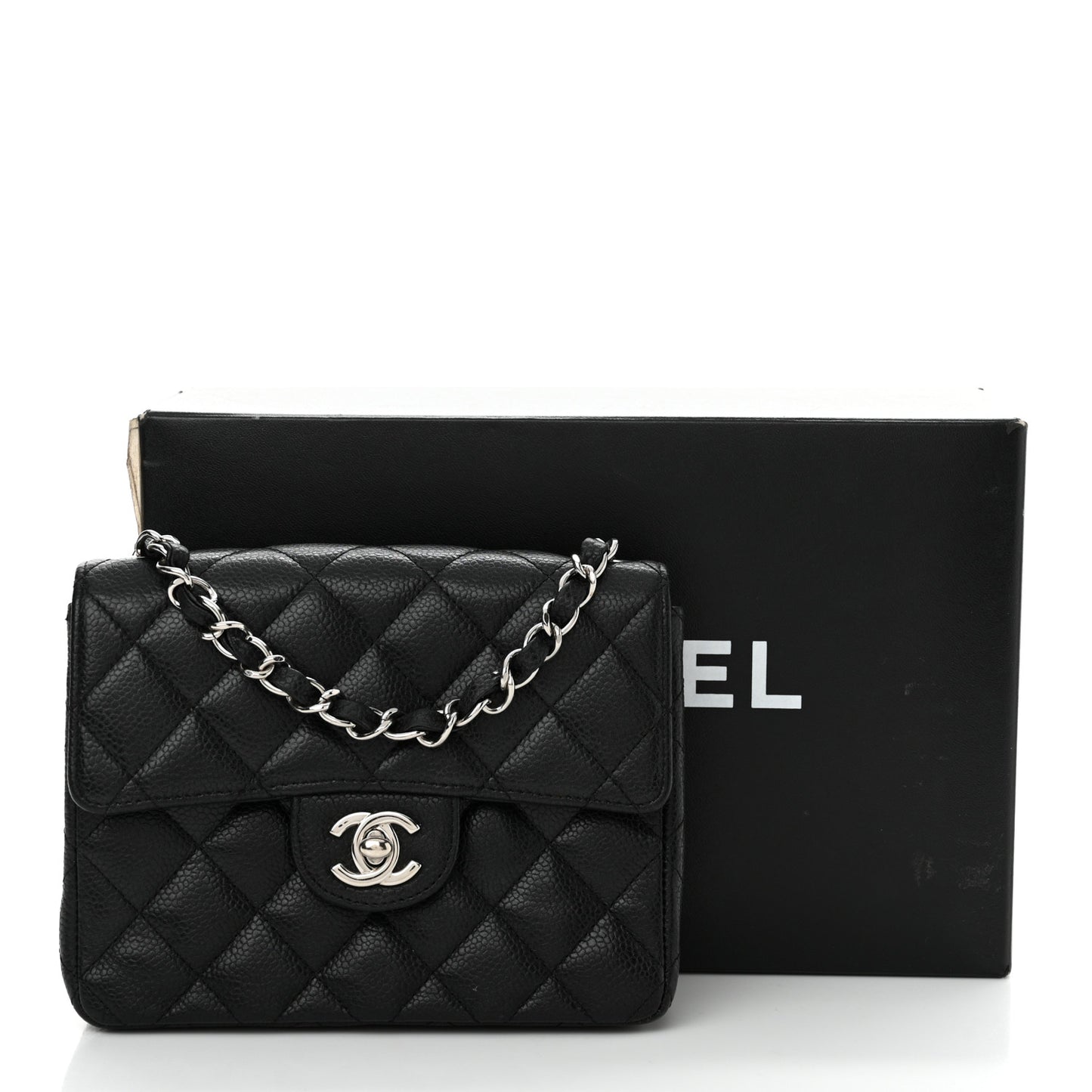 Caviar Quilted Mini Square Flap Black