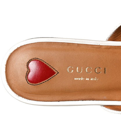 Gucci Calfskin Web Womens Peyton GG Slippers 36.5 Mystic White 5 of 12