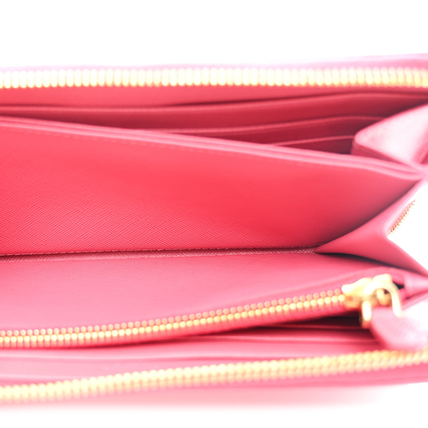 Prada Saffiano Triangle Zip Around Wallet Peonia 6 of 9