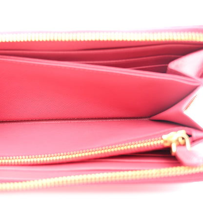 Prada Saffiano Triangle Zip Around Wallet Peonia 6 of 9