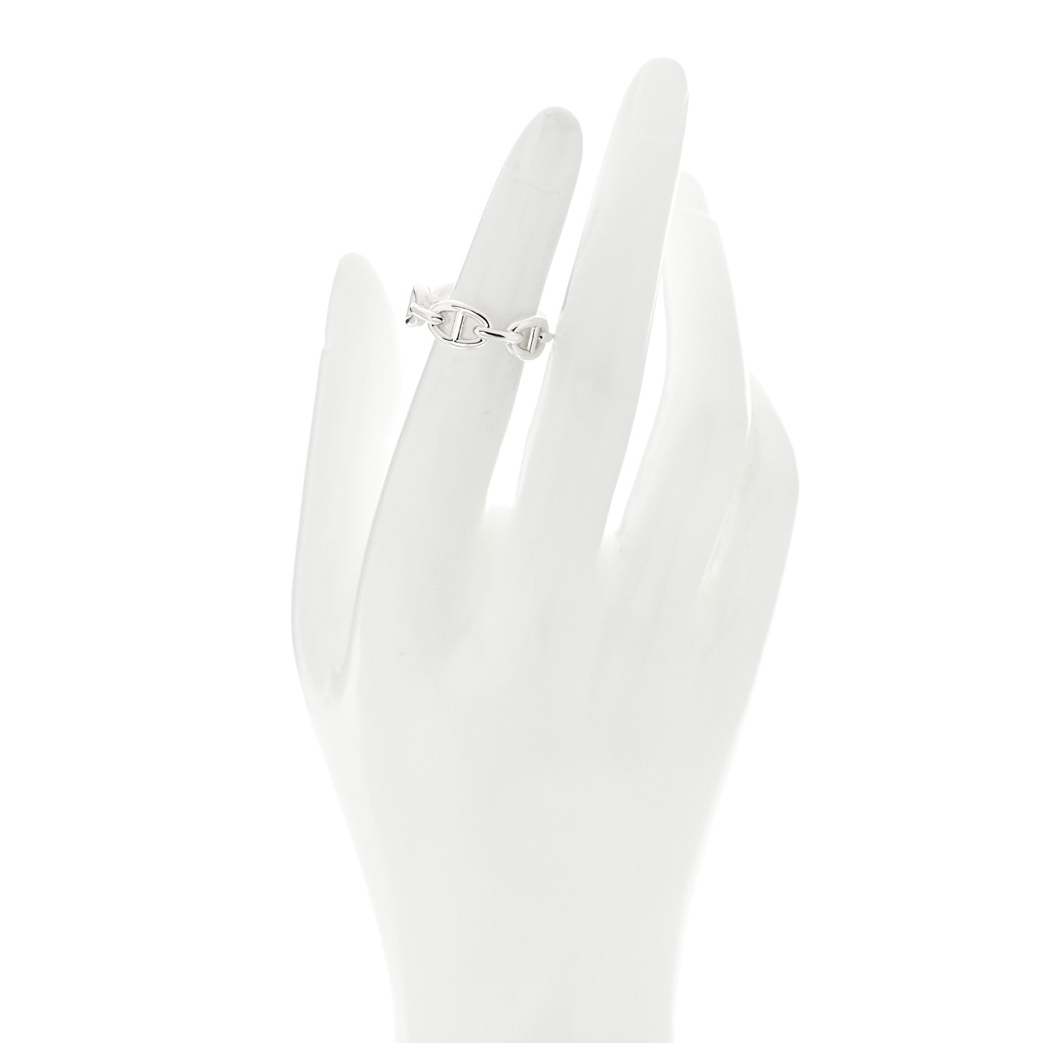 Hermes Sterling Silver PM Chaine d'Ancre Enchainee Band Ring 55 7.25 2 of 9
