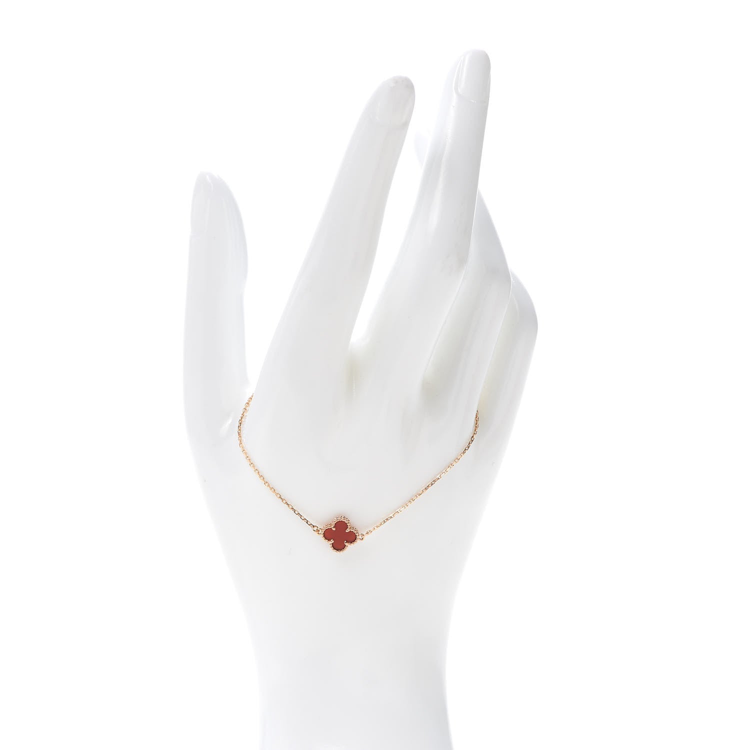 Van Cleef & Arpels 18K Rose Gold Carnelian Sweet Alhambra Bracelet 2 of 6