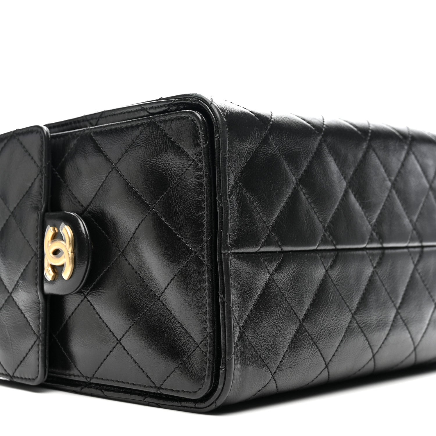 Chanel Shiny Crumpled Calfskin Quilted Small Chanel 25 Handbag Black 9 of 16