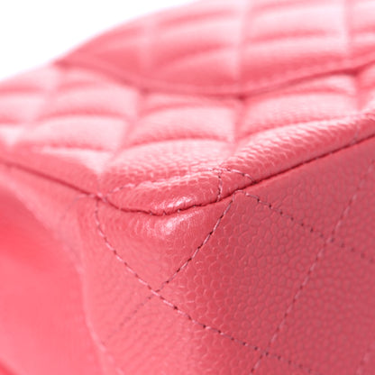 Chanel Metallic Caviar Quilted Medium Double Flap Pink 10 of 13