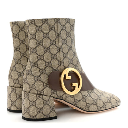 Gucci GG Supreme Monogram Malaga Kid Blondie 55mm Ankle Boots 41 Beige Ebony New Acero 5 of 10