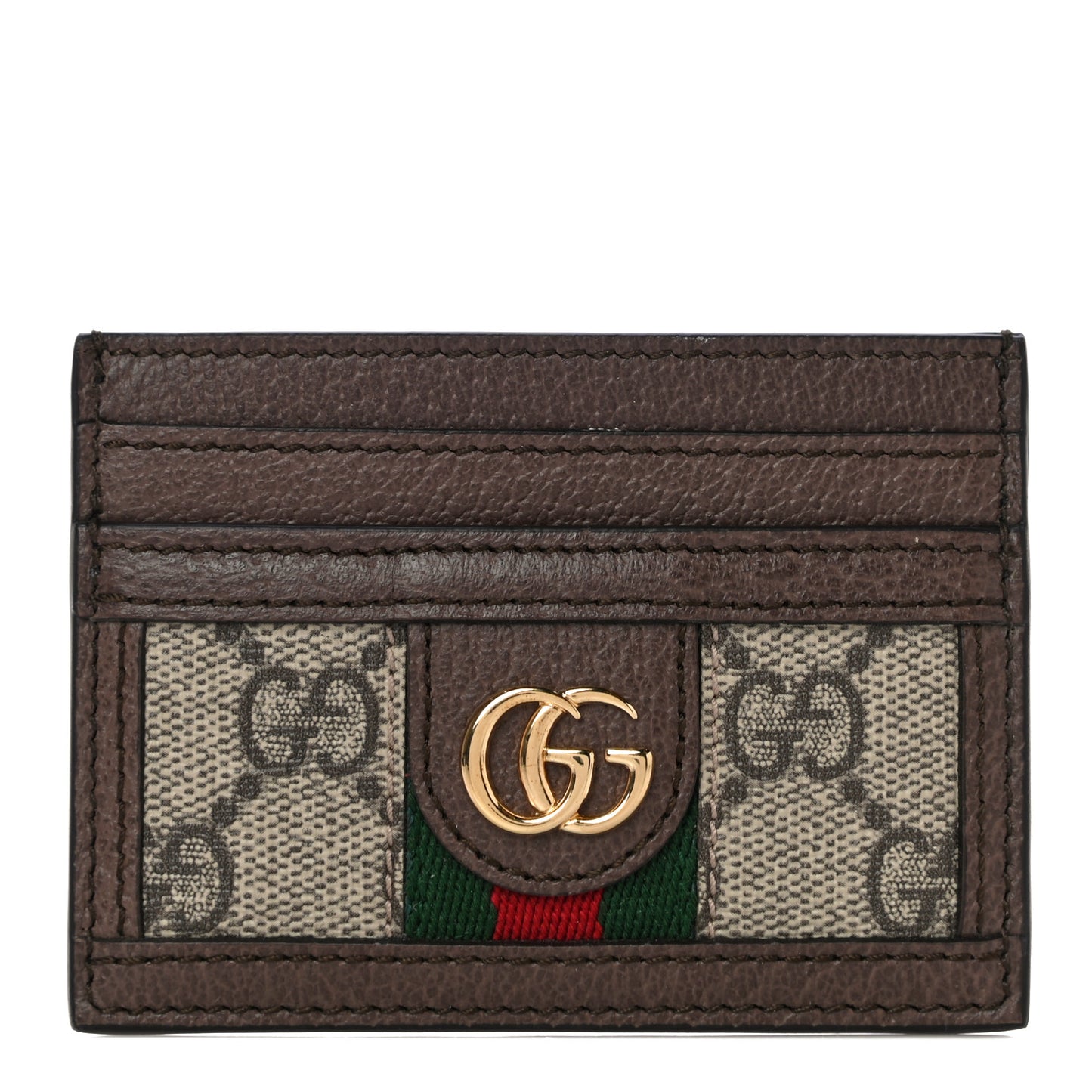 GG Supreme Monogram Ophidia Card Holder Brown