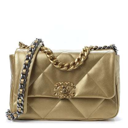 Chanel Metallic Goatskin Quilted Medium 19 Flap Gold 1 of 10