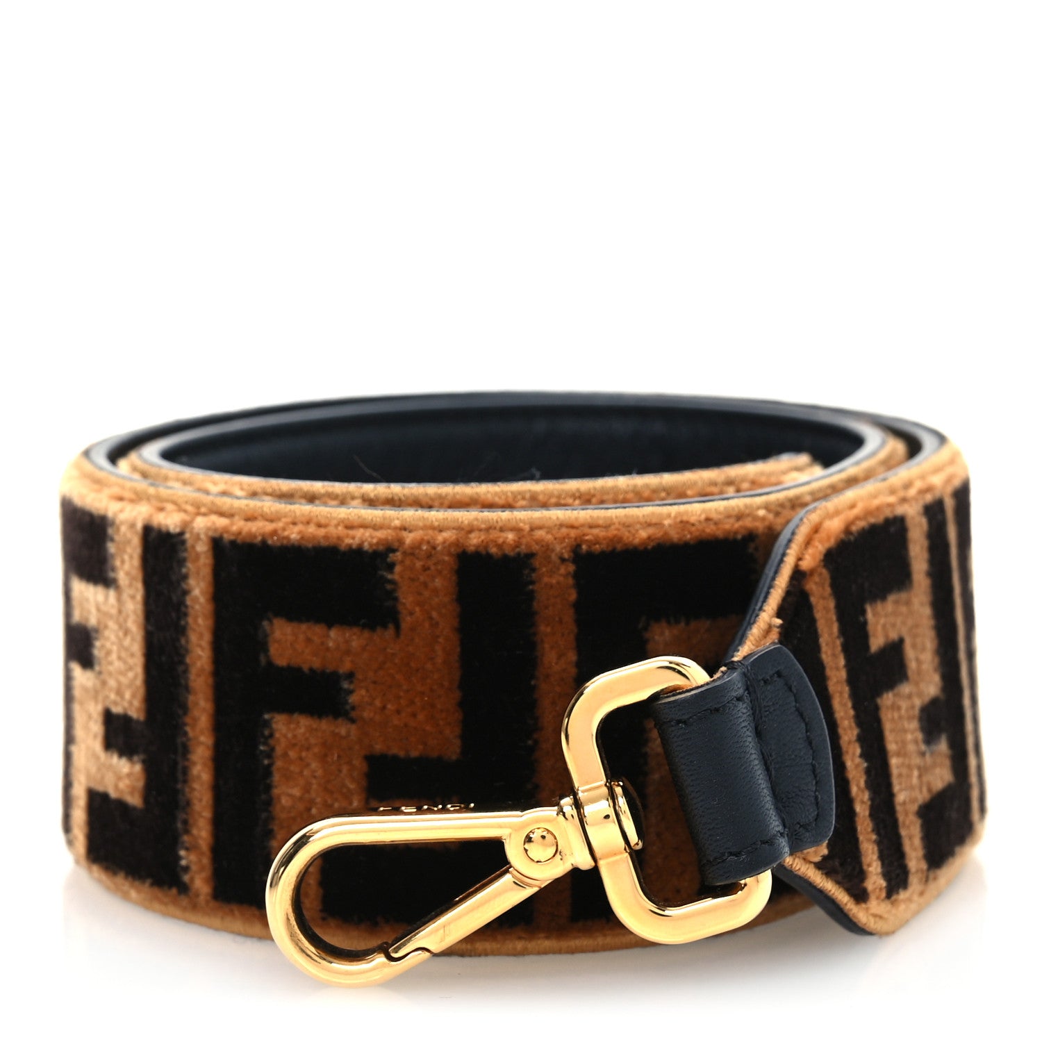 Fendi Velvet Tapestry FF Strap You Tobacco 1 of 5