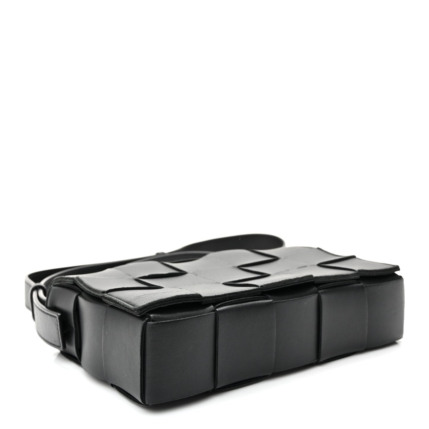 Lambskin Maxi Intrecciato Cassette Crossbody Bag Black