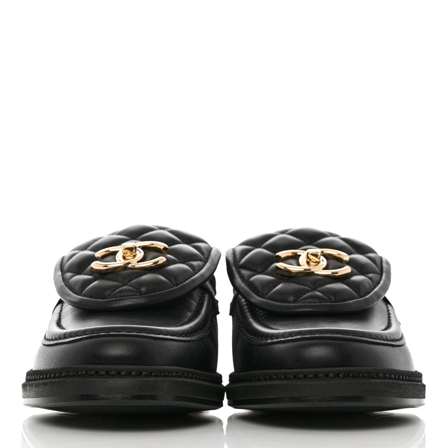 Chanel Lambskin Quilted CC Turnlock Loafers 38 Black 2 of 9
