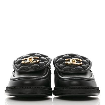 Chanel Lambskin Quilted CC Turnlock Loafers 38 Black 2 of 9