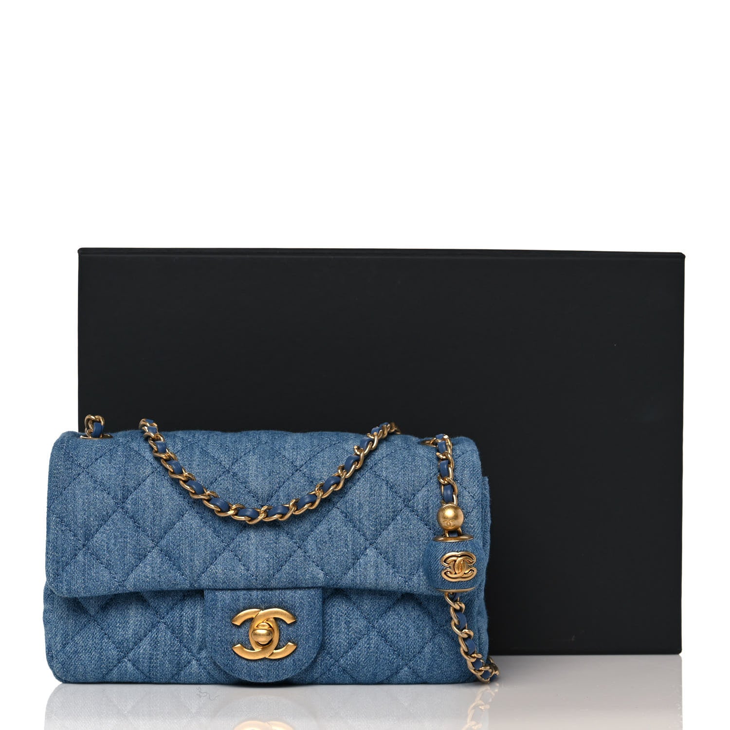 Chanel Denim Quilted Mini Pearl Crush Rectangular Flap Blue 10 of 10