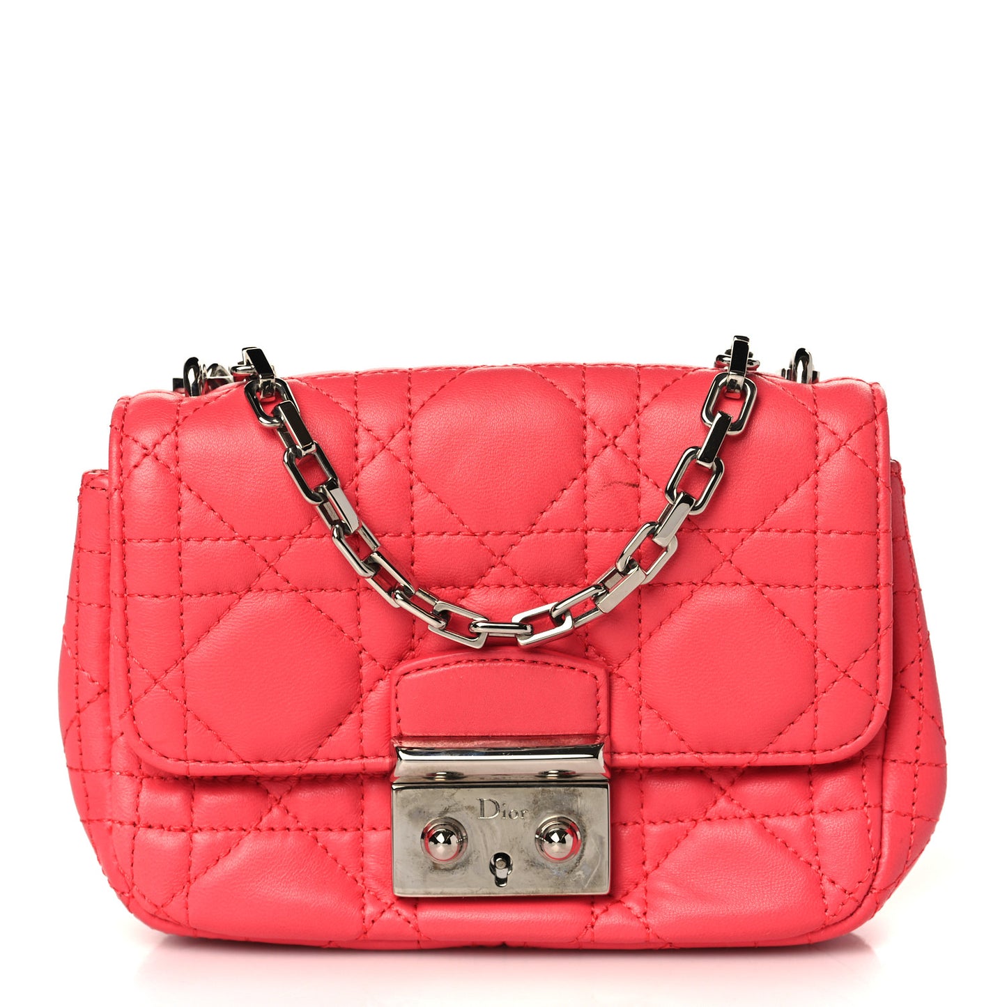 Lambskin Cannage Mini Miss Dior Promenade Pouch Corail