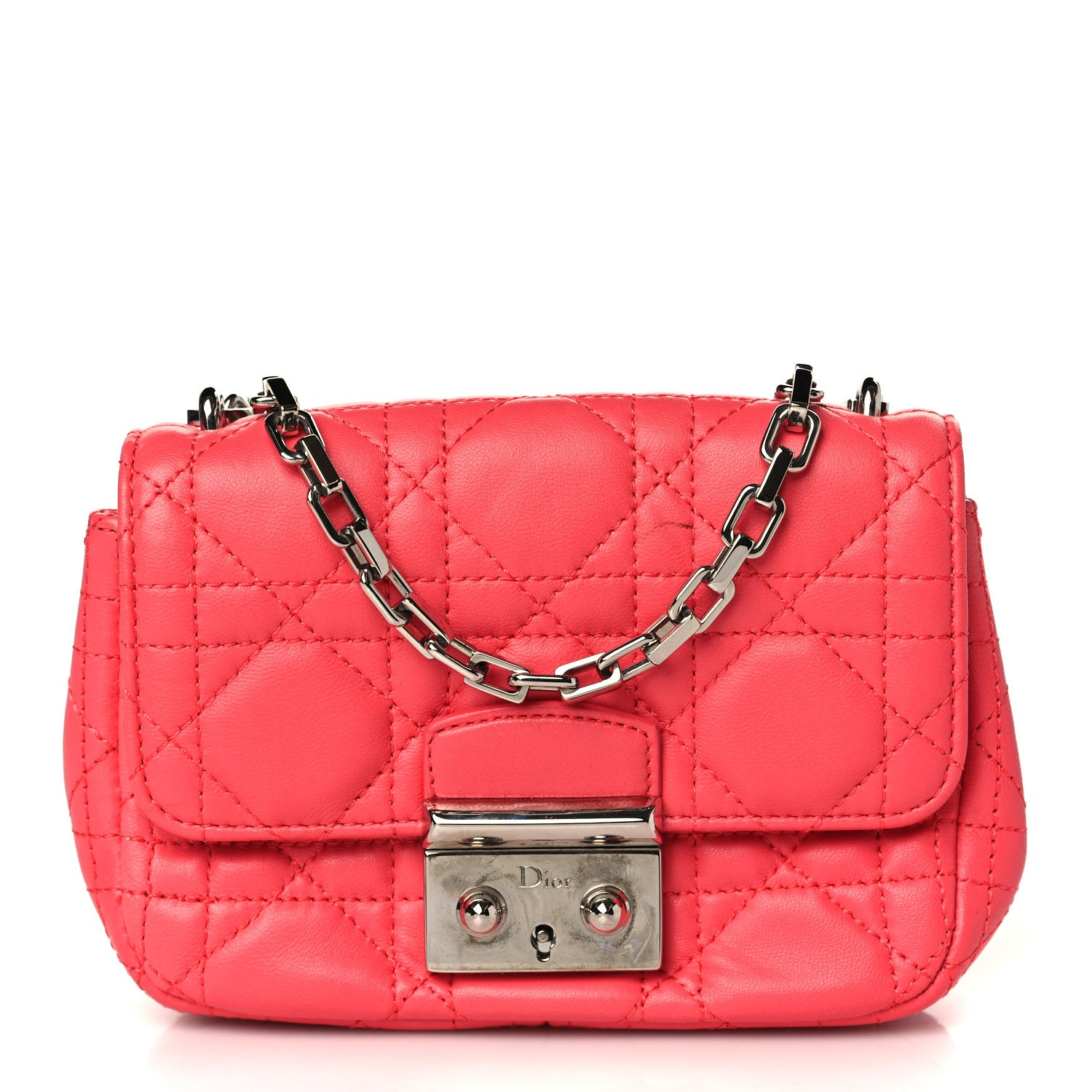 Christian Dior Lambskin Cannage Mini Miss Dior Promenade Pouch Corail 1 of 10
