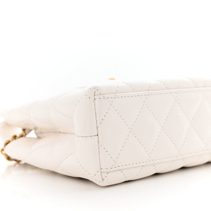 Chanel Shiny Aged Calfskin Quilted Nano Kelly Shopper White 9 of 13