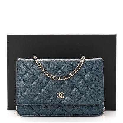 Chanel Caviar Quilted Wallet on Chain WOC Navy Blue 12 of 12