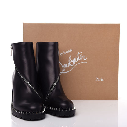 Christian Louboutin Calfskin Spikes Birgitta Lug 70 Zip Around Ankle Boots 40 Black 10 of 10