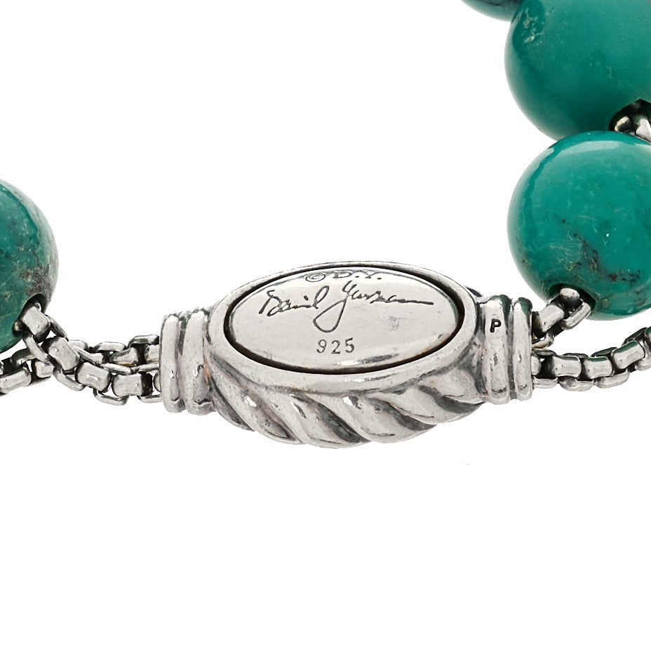 Sterling Silver Turquoise 8mm Spiritual Beads Adjustable Bracelet