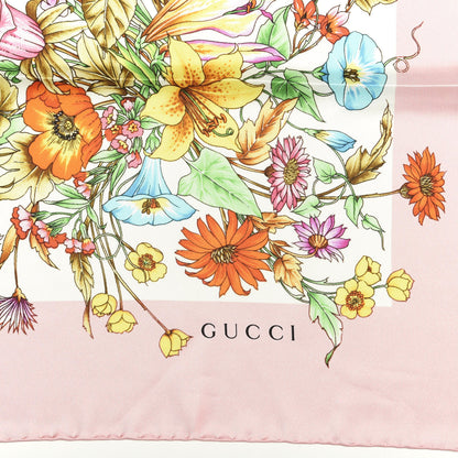 Gucci Silk Twill Eighties Bouquet Square Scarf Pink Ivory 2 of 4