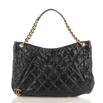 Chanel Crumpled Grained Calfskin Coco Pleats Hobo Dark Blue 1 of 7