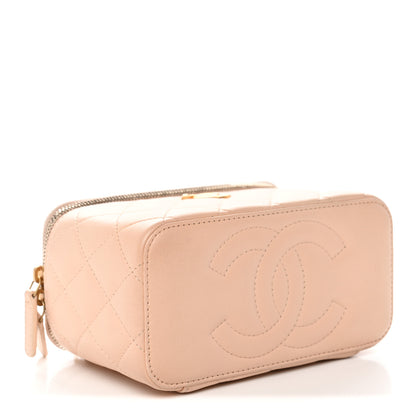 Chanel Lambskin Quilted Sweet Camellia Small Vanity Case With Chain Pink 4 of 11