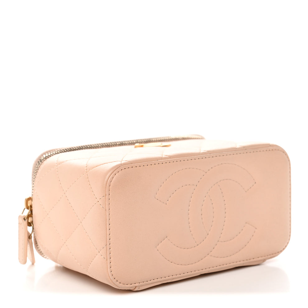 Chanel Lambskin Quilted Sweet Camellia Small Vanity Case With Chain ...