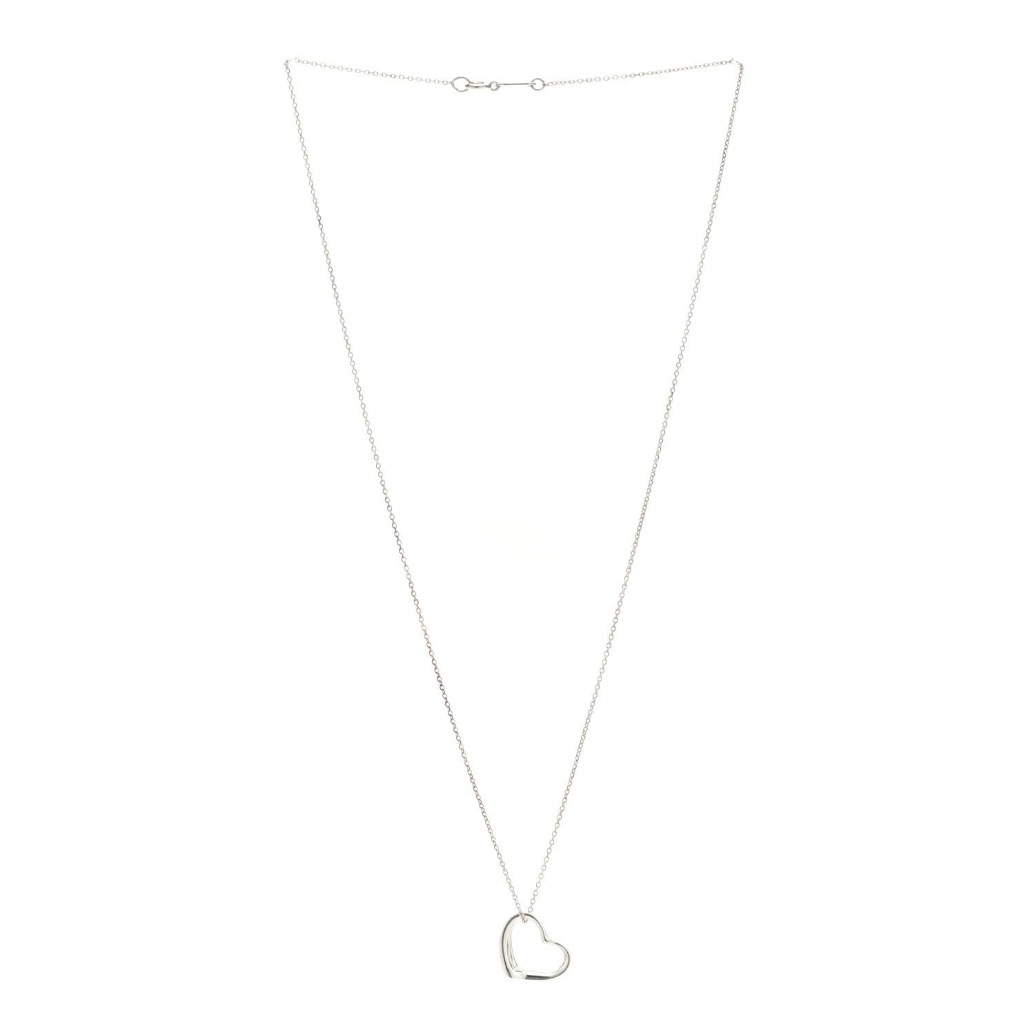 Tiffany Sterling Silver 14mm Elsa Peretti Open Heart Pendant Necklace 3 of 5