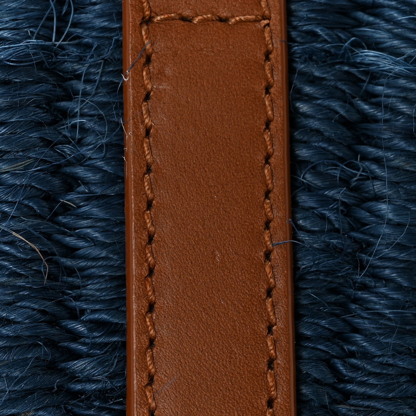 Raffia Calfskin Small Panier Tote Blue