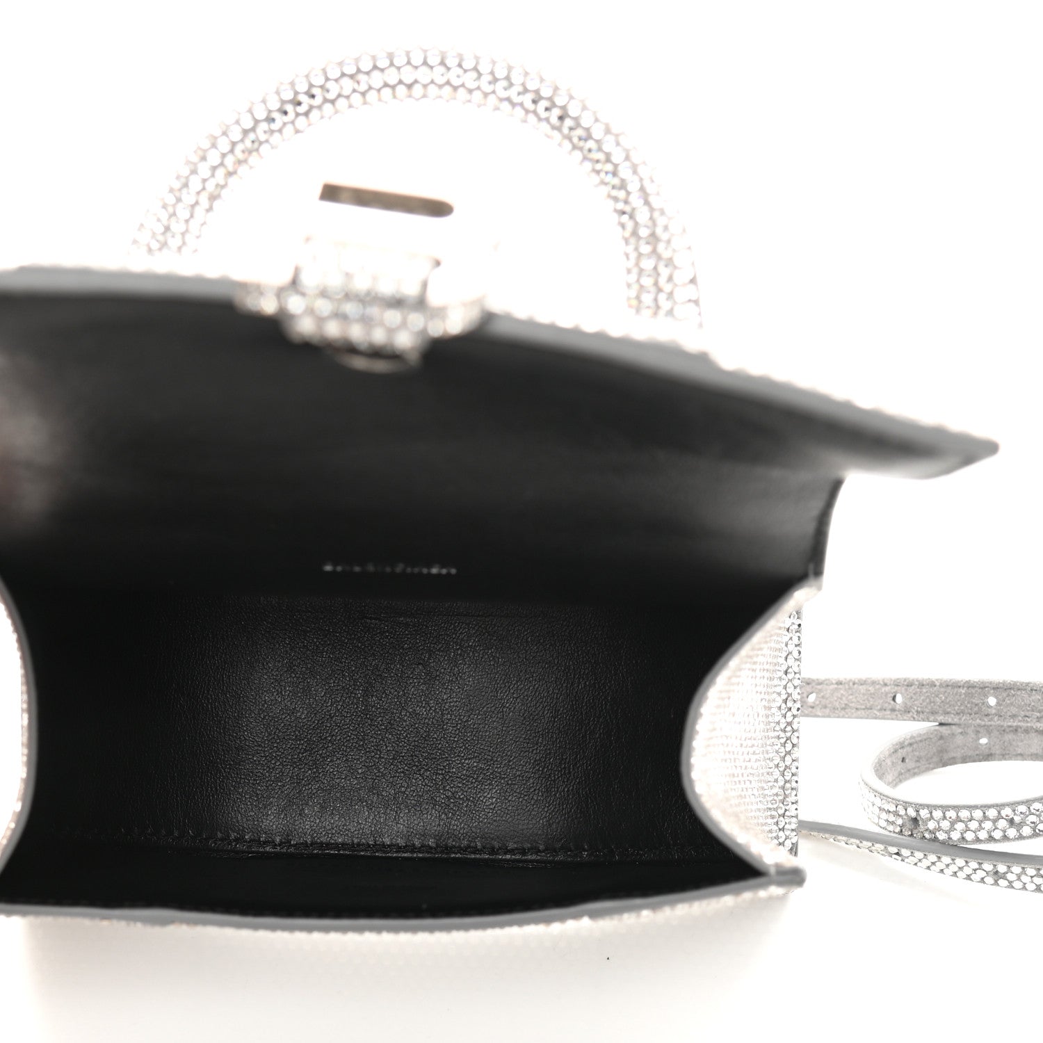 Balenciaga Strass Suede Hourglass Top Handle Bag XS Smoke Grey Crystal 5 of 13