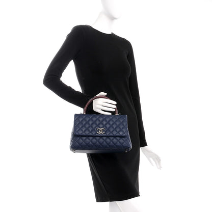 Chanel Caviar Lizard Quilted Small Coco Handle Flap Navy 3 of 8