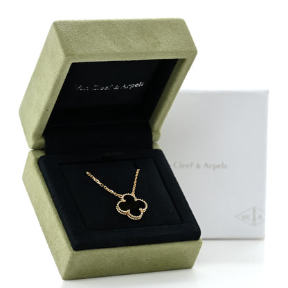 Van Cleef & Arpels 18K Yellow Gold Black Onyx Vintage Alhambra Pendant Necklace 6 of 6