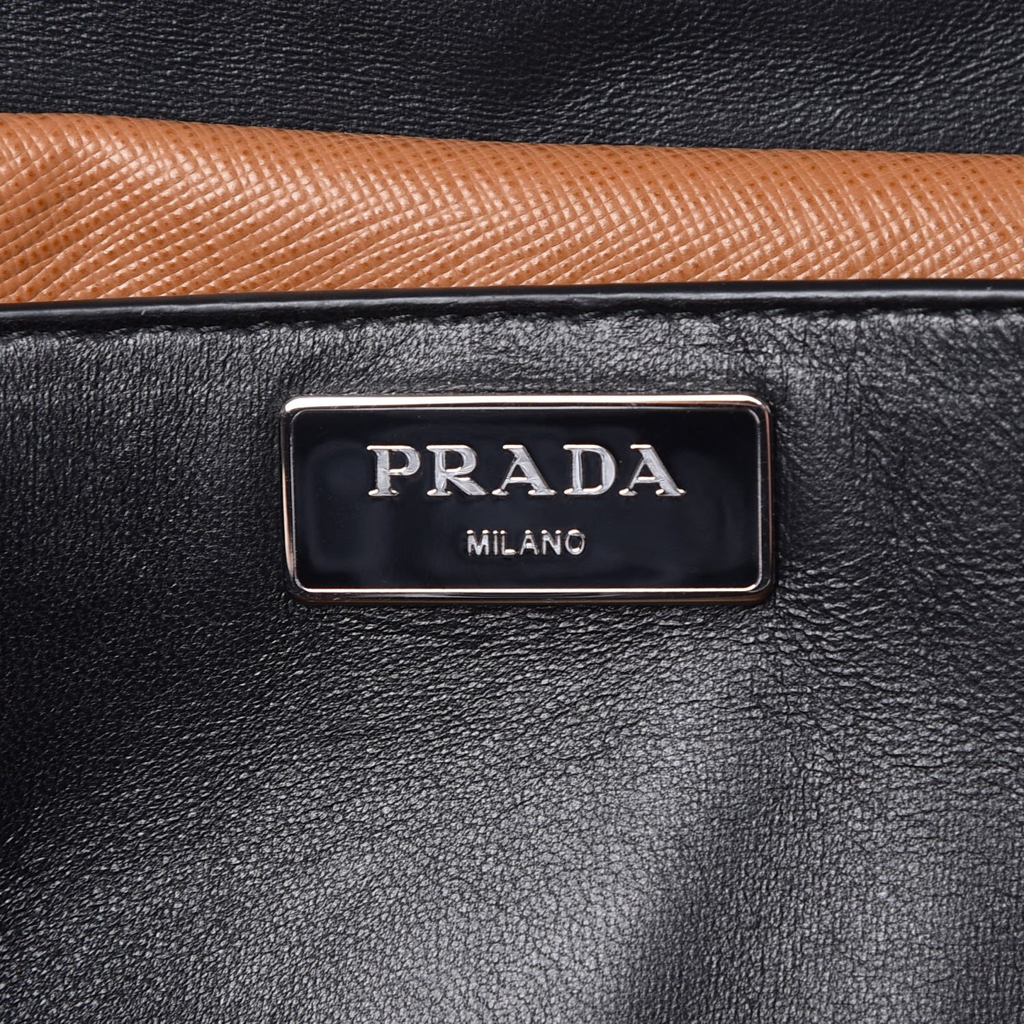 Saffiano Embroidered Pattina Sound Shoulder Bag Caramel