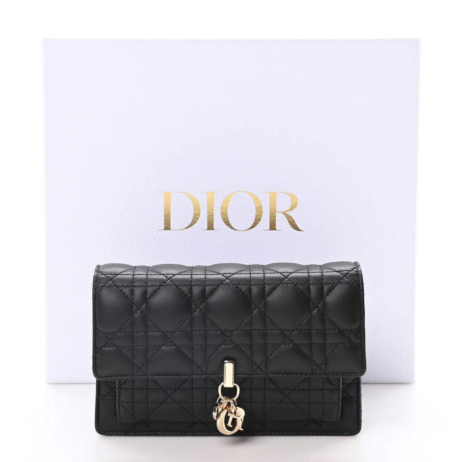 Christian Dior Lambskin Cannage Lady Dior Chain Pouch Black 10 of 10
