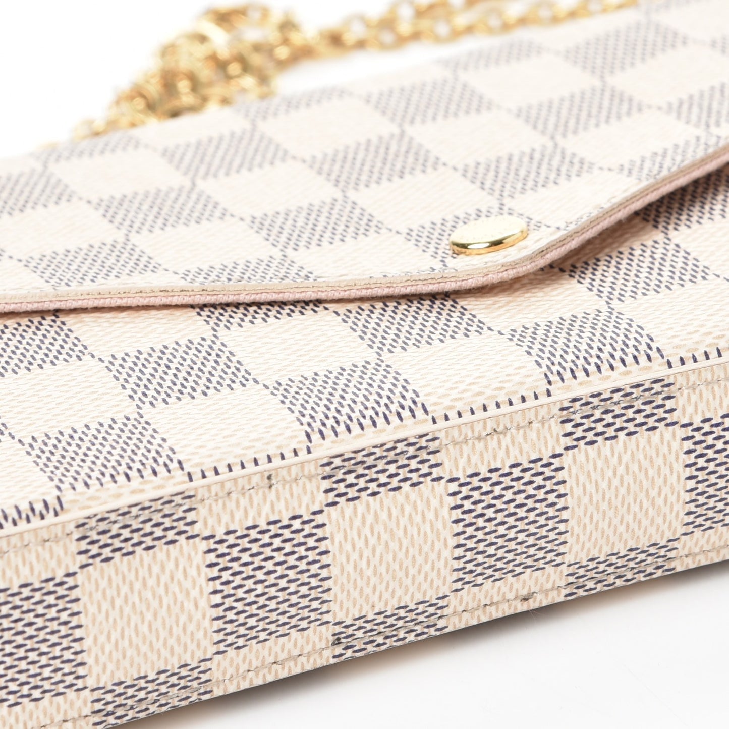 Damier Azur Pochette Felicie Chain Wallet Rose Ballerine
