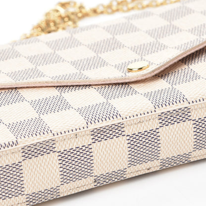 Louis Vuitton Damier Azur Pochette Felicie Chain Wallet Rose Ballerine 13 of 13
