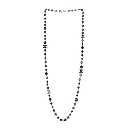 Chanel Ruthenium Pearl Bead CC Long Necklace Black 3 of 5