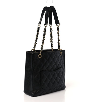 Chanel Caviar Quilted Petit Shopping Tote PST Black 3 of 10