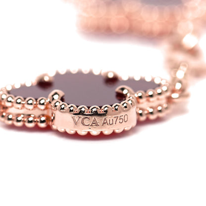Van Cleef & Arpels 18K Rose Gold Carnelian 5 Motifs Guilloche Vintage Alhambra Bracelet 5 of 6