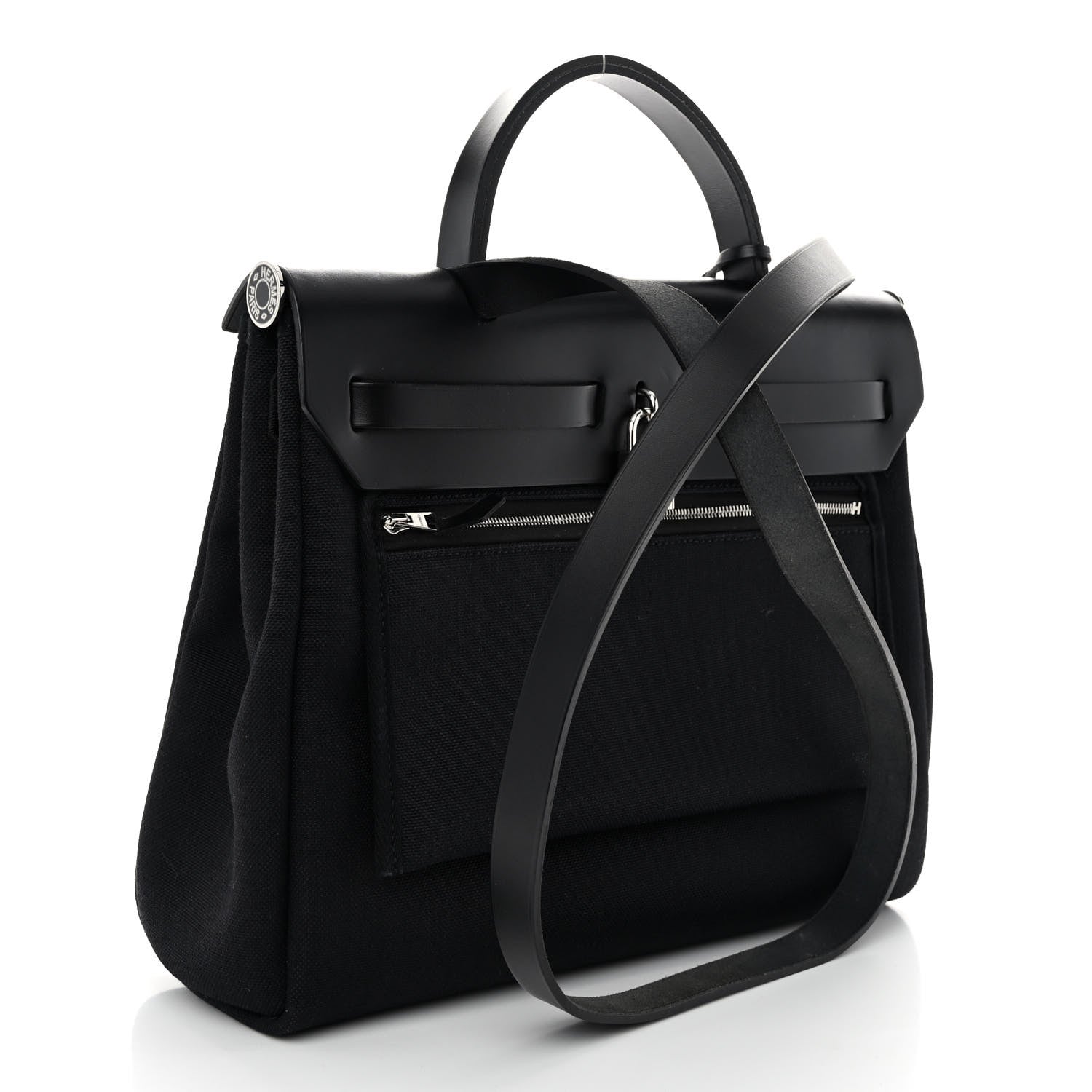Hermes Military Toile Vache Hunter Herbag Zip Retourne 31 PM Black 4 of 12