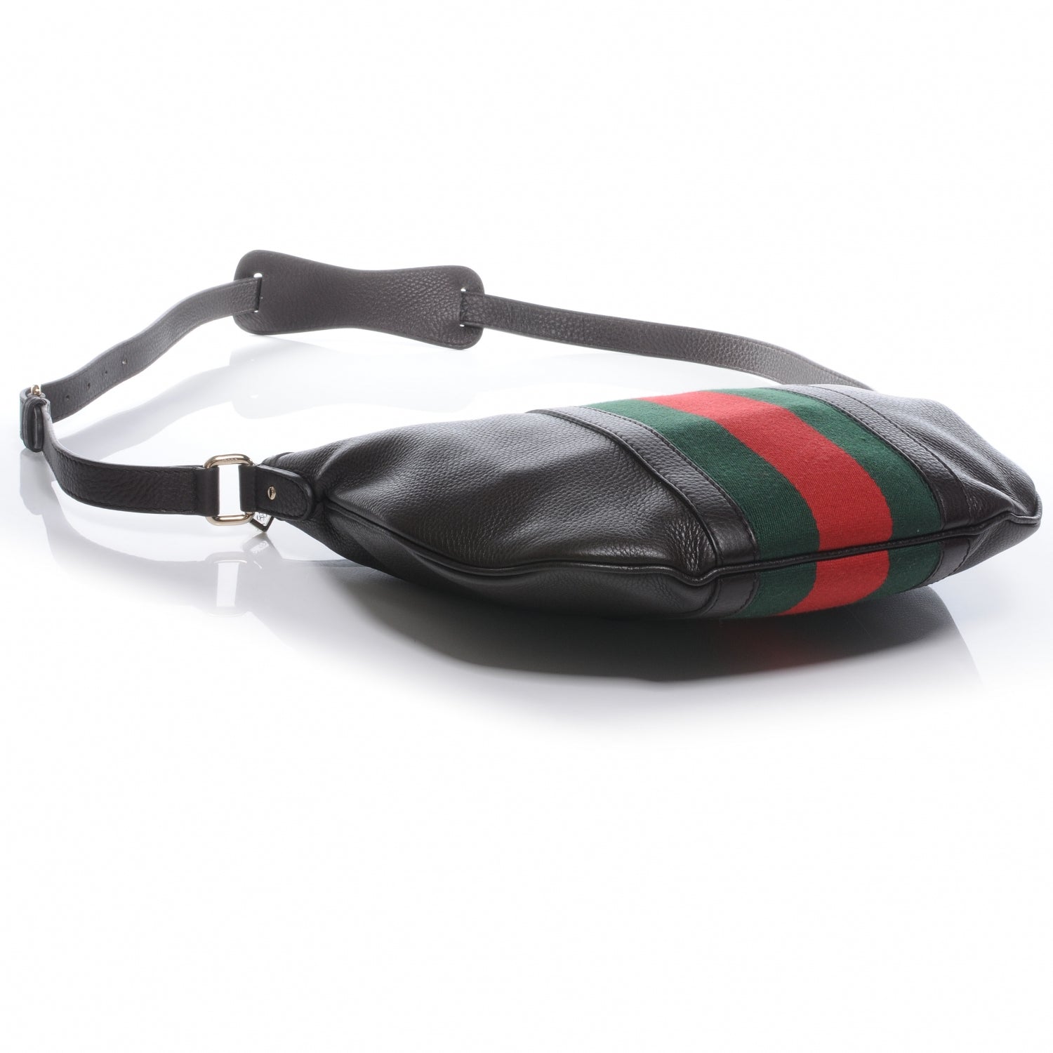 Gucci Pebbled Calfskin Vintage Web Medium Half Moon Hobo Black 5 of 8