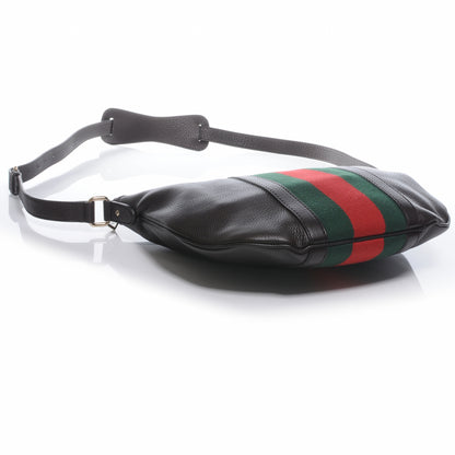 Gucci Pebbled Calfskin Vintage Web Medium Half Moon Hobo Black 5 of 8