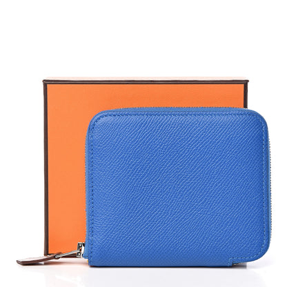 Hermes Epsom Silk'In Compact Wallet Bleu Zellige Jaune Ambre 7 of 7