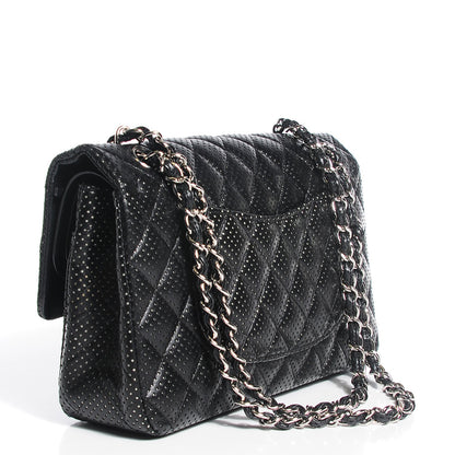 Chanel Lambskin Perforated Medium Double Flap Black 3 of 9