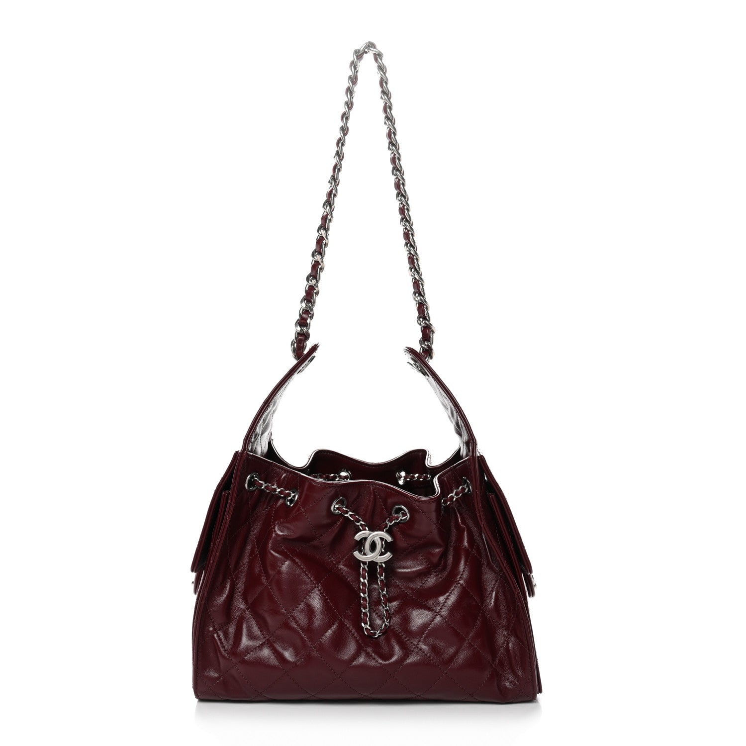 Chanel Shiny Calfskin Quilted Small Chanel 25 Handbag Burgundy 1 of 11