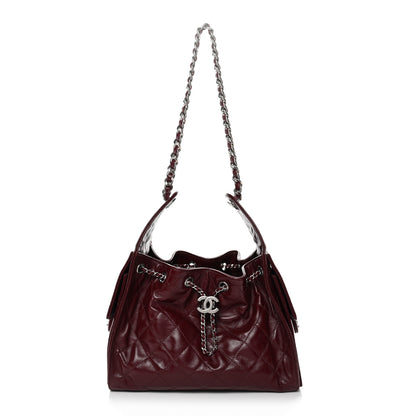 Chanel Shiny Calfskin Quilted Small Chanel 25 Handbag Burgundy 1 of 11